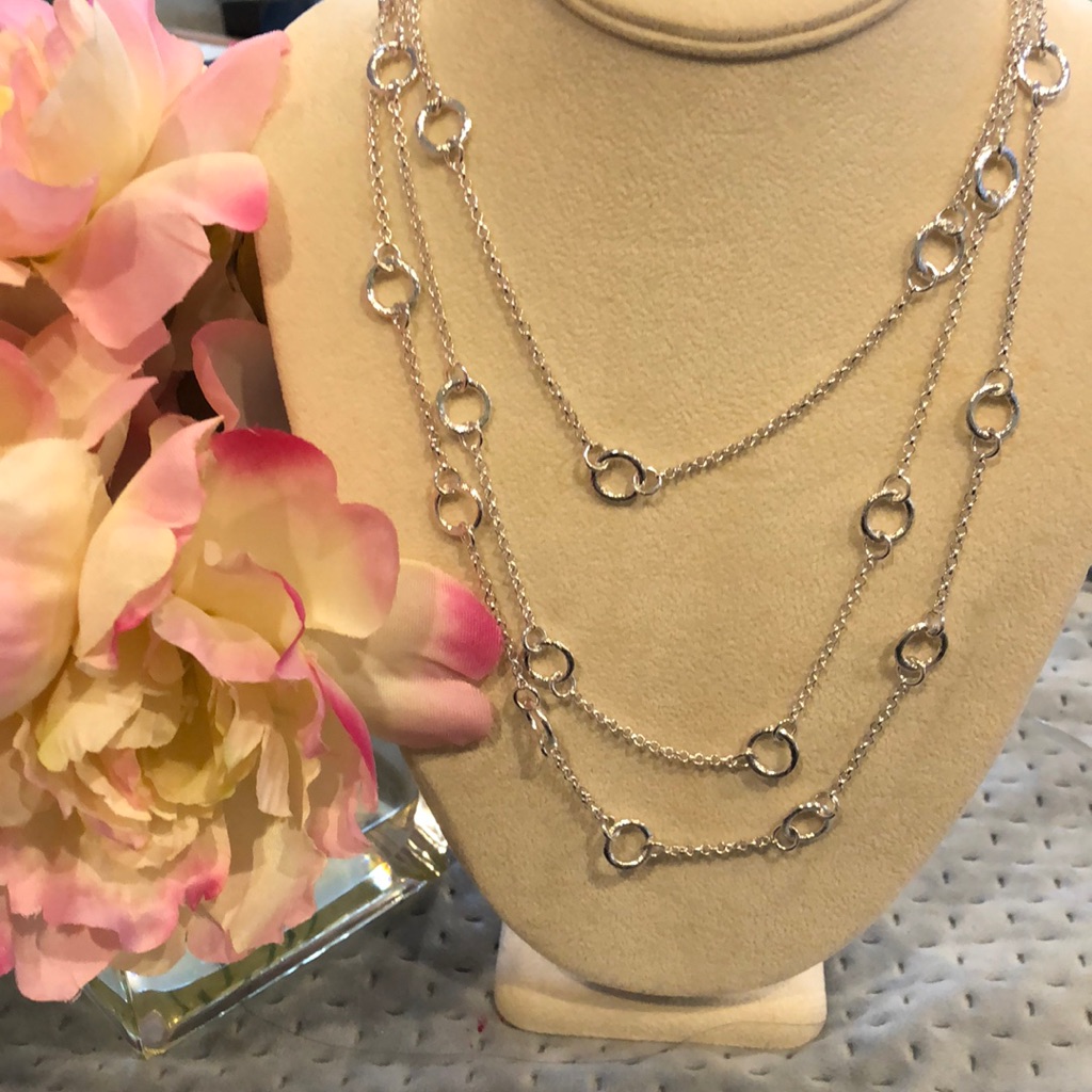 Triple Layered Chains With Circles Necklace,Nwt